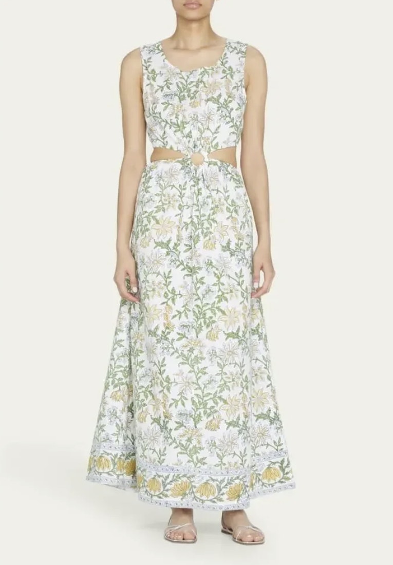 Hannah Artwear Divina Floral Poplin Cutout Maxi Dress